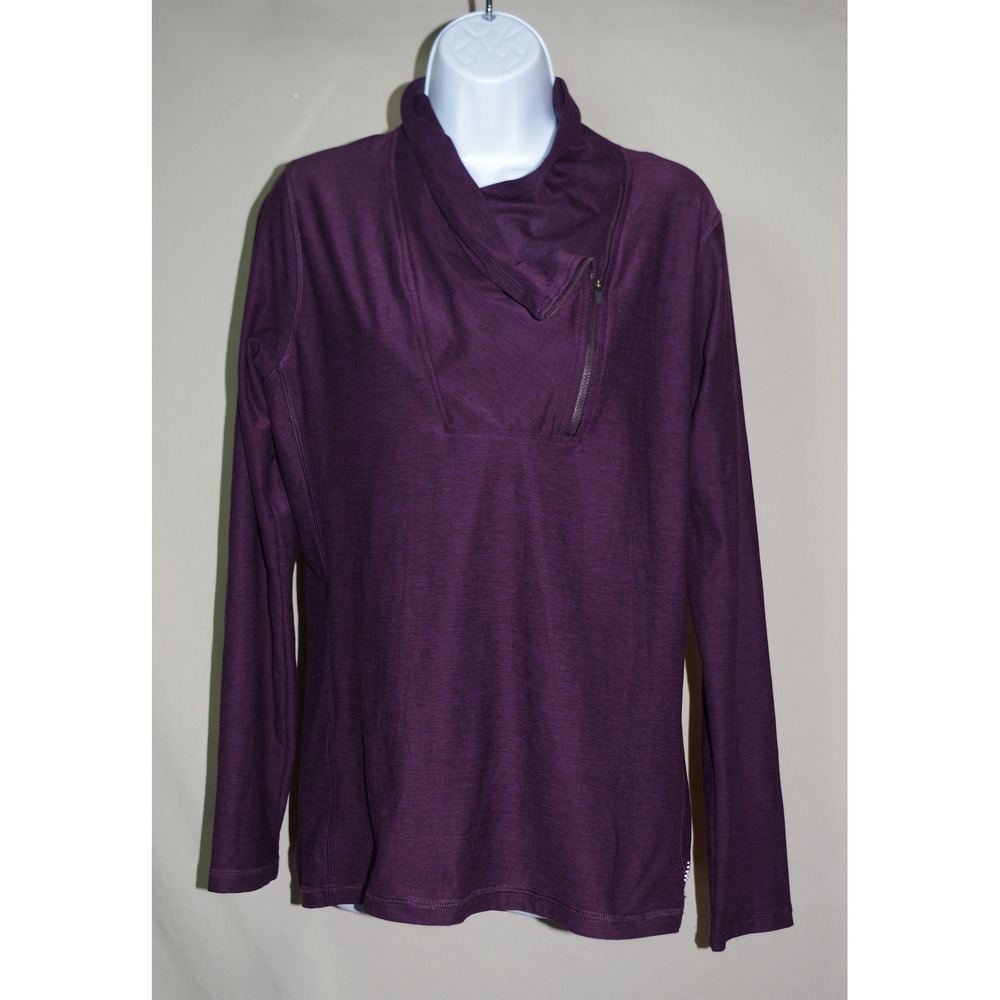 New Balance Women M/L Asymmetrical Cowl Neck Quarter Zip Pullover Top Purple